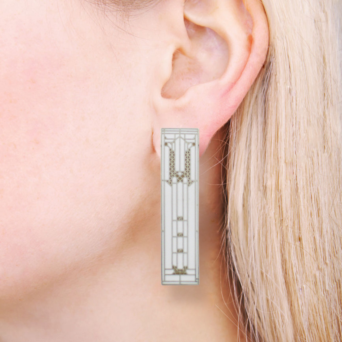 Buy Frank Lloyd Wright Gold Architecture Earrings, Art Deco Gold Earrings,  Art Deco Earrings, Handmade Geometric Dangles, Vintage Architect Gift  Online in India - Etsy