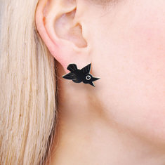 Michael Bedard BLACK BIRD Earrings ARCHIVED writing tools pens