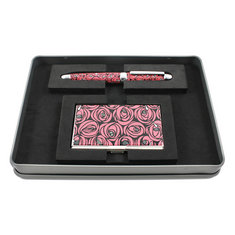 Charles Rennie Mackintosh ROSES Roller Ball Pen & Card Case Set writing tools pen & card case sets