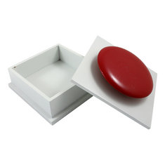 Ettore Sottsass Square Wooden Box Prototype – White/Red Handle objects objects